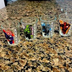 4 AVENGERS Shot Glasses $REDUCED $10